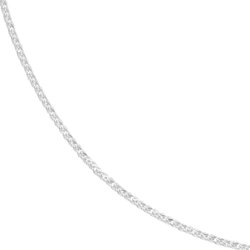 Olas d'Oro - 14K White Gold 20" Diamond-Cut Square Wheat Chain Necklace with Lobster Lock - 2.87 Grams Average Weight
