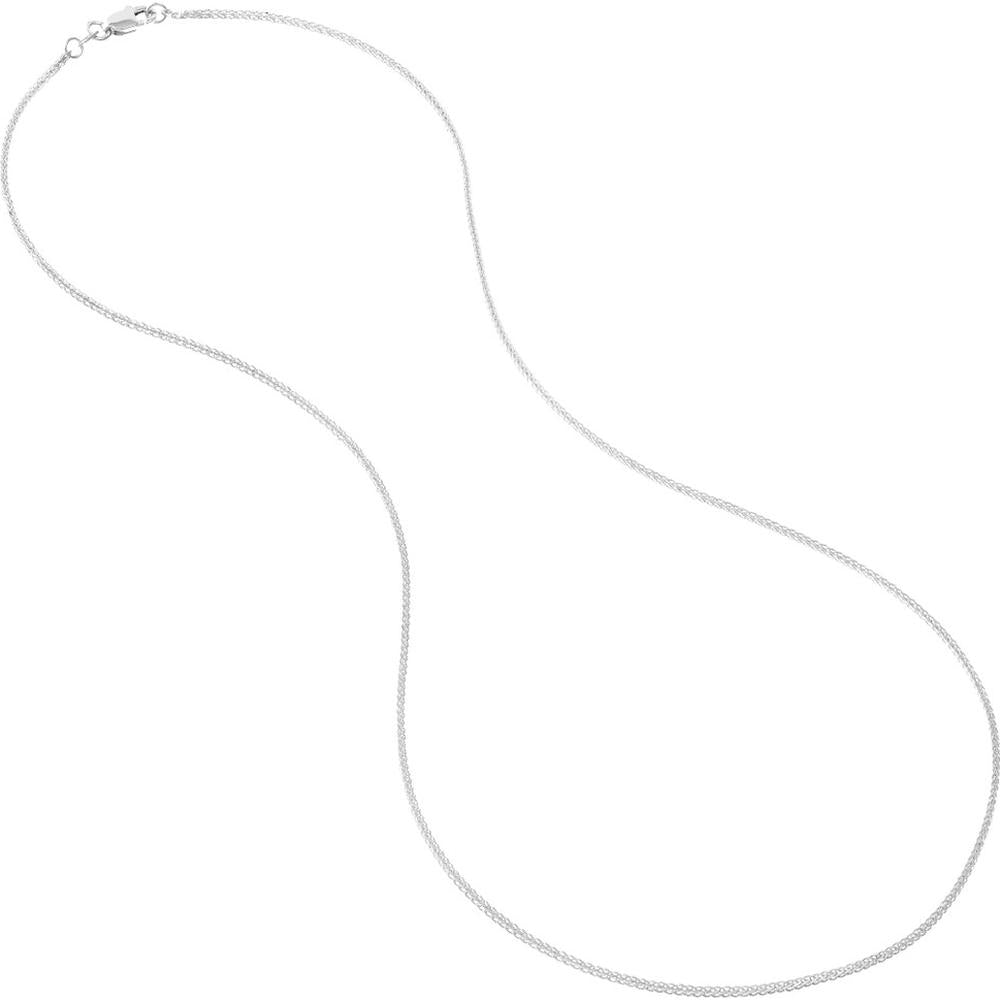 Olas d'Oro - 14K White Gold 20" Diamond-Cut Square Wheat Chain Necklace with Lobster Lock - 2.87 Grams Average Weight