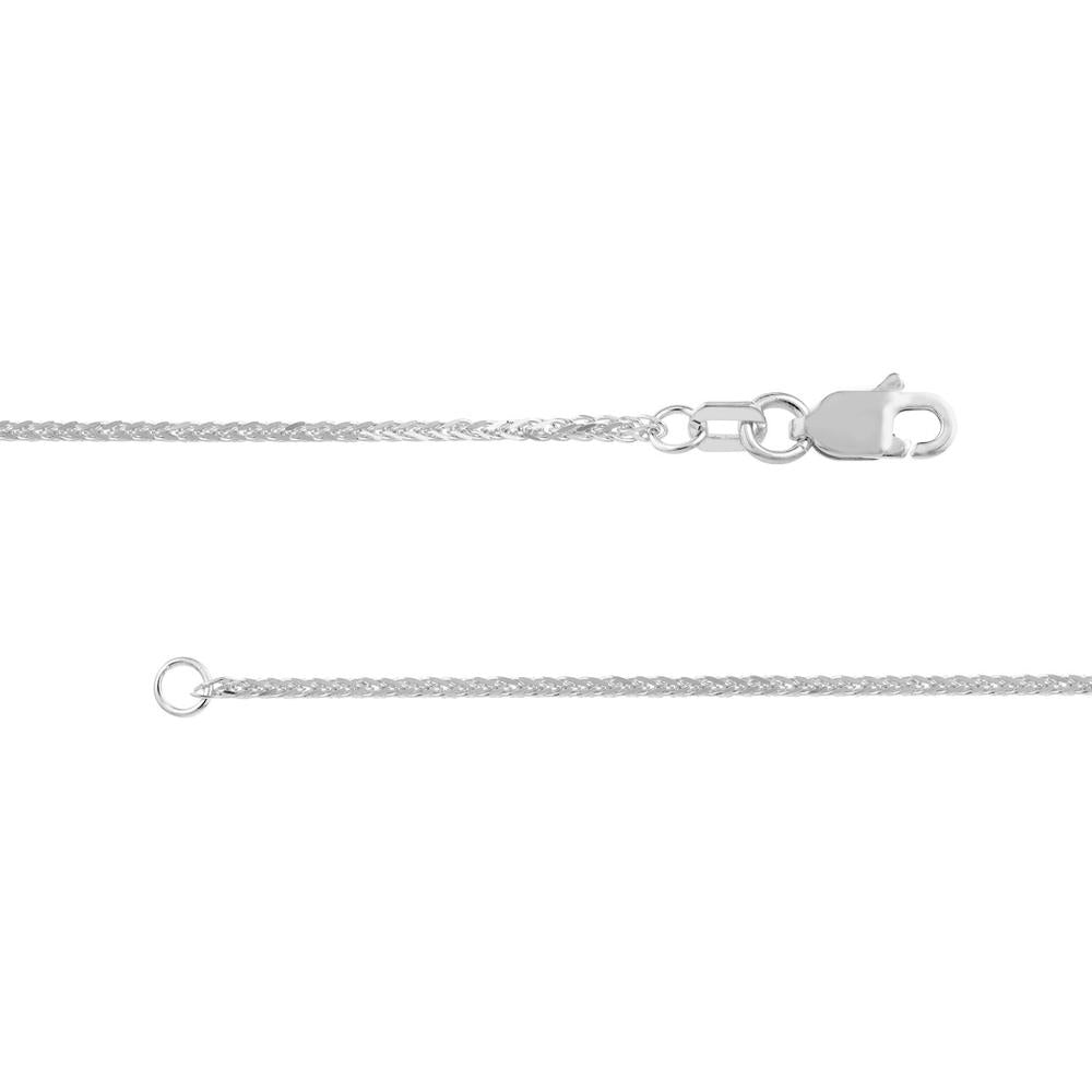 Olas d'Oro - 14K White Gold 20" Diamond-Cut Square Wheat Chain Necklace with Lobster Lock - 2.87 Grams Average Weight