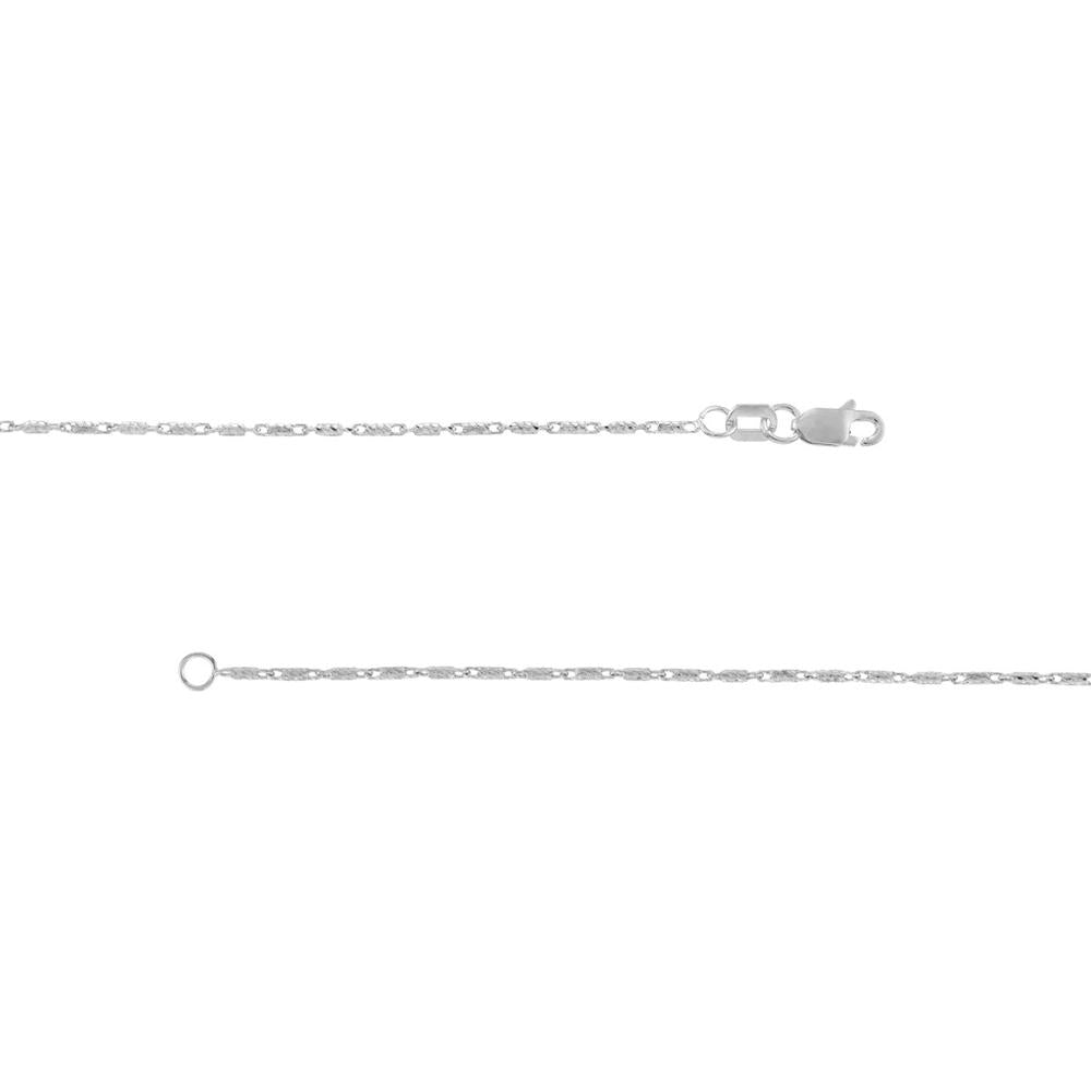 Olas d'Oro - 14K White Gold 20" Diamond-Cut Tube Bead Chain Necklace with Lobster Lock - 3.78 Grams