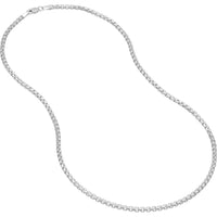 Olas d'Oro - 14K White Gold 20" Hollow Round Box Chain Necklace - 7.73 Grams with Lobster Clasp