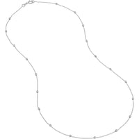 Olas d'Oro - 14K White Gold 20-Inch Mini Ball Station Bead Chain Necklace - 1.74g Weight