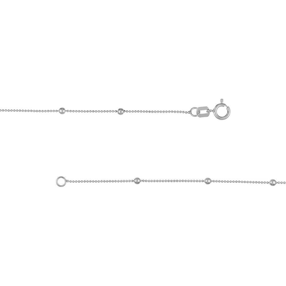 Olas d'Oro - 14K White Gold 20-Inch Mini Ball Station Bead Chain Necklace - 1.74g Weight
