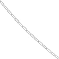 Olas d'Oro - 14K White Gold 20" Paper Clip Chain Necklace with Pear Shape Lobster Lock 1.79 Grams Weight
