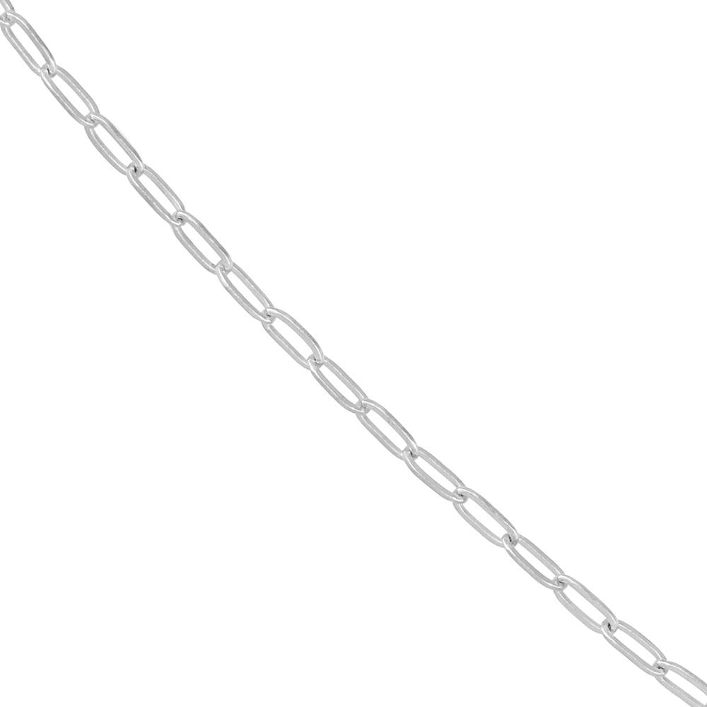 Olas d'Oro - 14K White Gold 20" Paper Clip Chain Necklace with Pear Shape Lobster Lock 1.79 Grams Weight