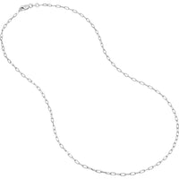 Olas d'Oro - 14K White Gold 20" Paper Clip Chain with Diamond Cut Links and Lobster Lock - 2.17 grams