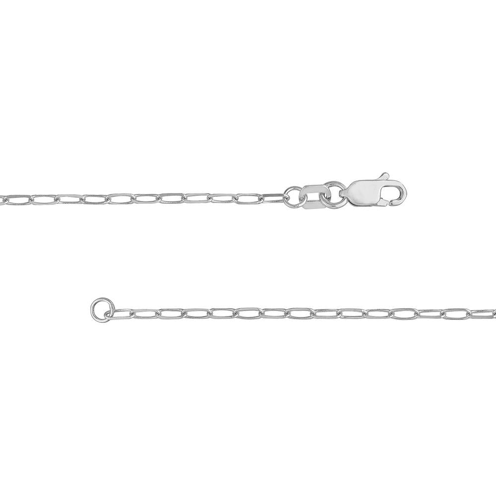 Olas d'Oro - 14K White Gold 20" Paper Clip Chain with Diamond Cut Links and Lobster Lock - 2.17 grams