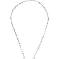 Olas d'Oro - 14K White Gold 20" Split Hollow Paper Clip Necklace with Oversized Jump Rings - 5.27 Grams Weight