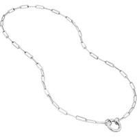 Olas d'Oro - 14K White Gold 20" Split Hollow Paper Clip Necklace with Oversized Jump Rings - 5.27 Grams Weight
