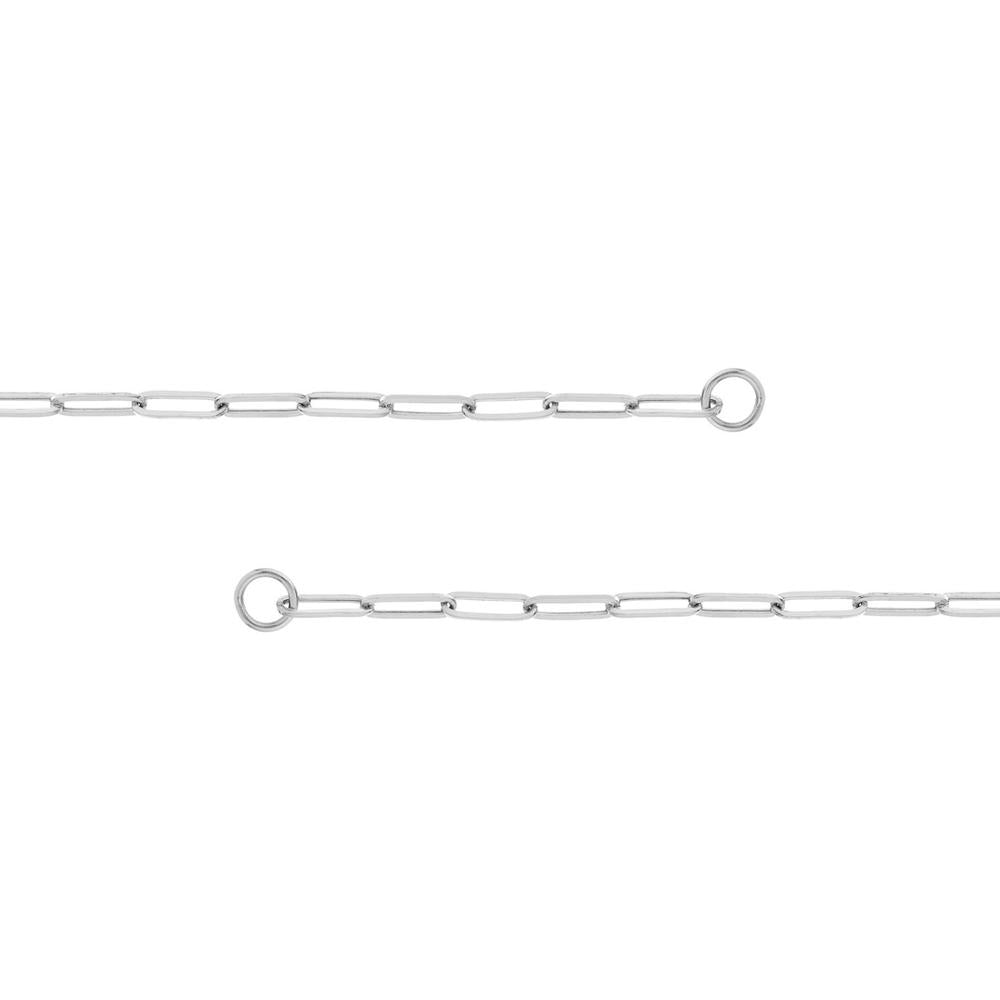 Olas d'Oro - 14K White Gold 20" Split Hollow Paper Clip Necklace with Oversized Jump Rings - 5.27 Grams Weight