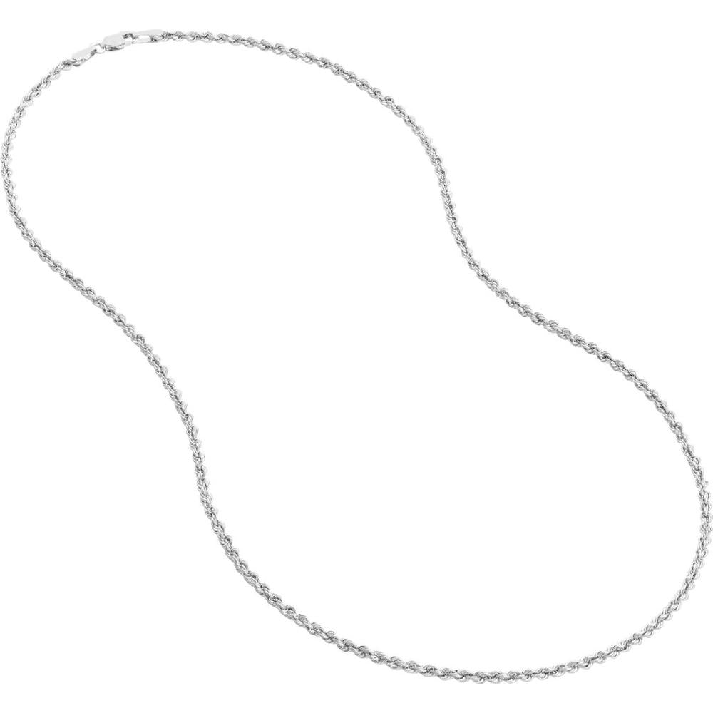 Olas d'Oro - 14K White Gold 20" Light Rope Chain with Lobster Lock - 2.55 Grams Weight
