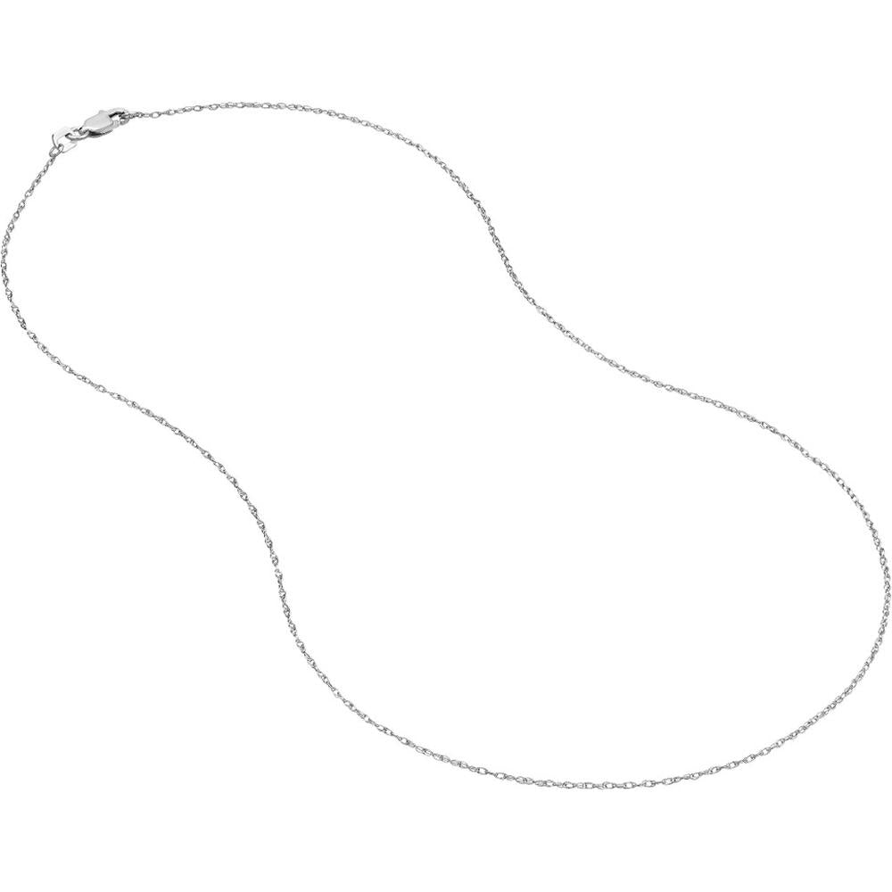 Olas d'Oro - 14K White Gold 20" Pendant Rope Chain Necklace with Lobster Clasp 0.95mm Width