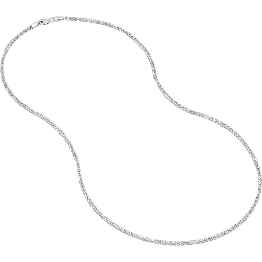 Olas d'Oro - 14K White Gold 20" Square Wheat Chain Necklace with Lobster Lock - 3.38 Grams Weight