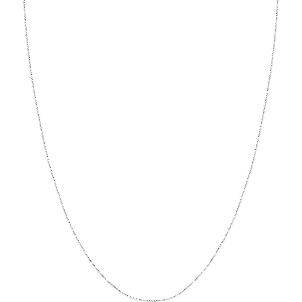 Olas d'Oro - 14K White Gold 20" Square Wheat Chain Necklace with Spring Ring Clasp 0.85mm Width