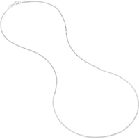 Olas d'Oro - 14K White Gold 20" Square Wheat Chain Necklace with Spring Ring Clasp 0.85mm Width