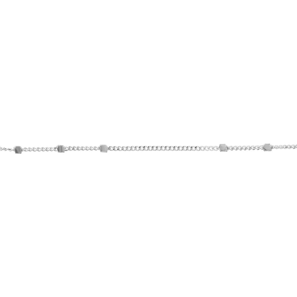 Olas d'Oro - 14K White Gold 20" Triple Bead Saturn Chain Necklace with Lobster Lock 2.41 Grams Total Weight