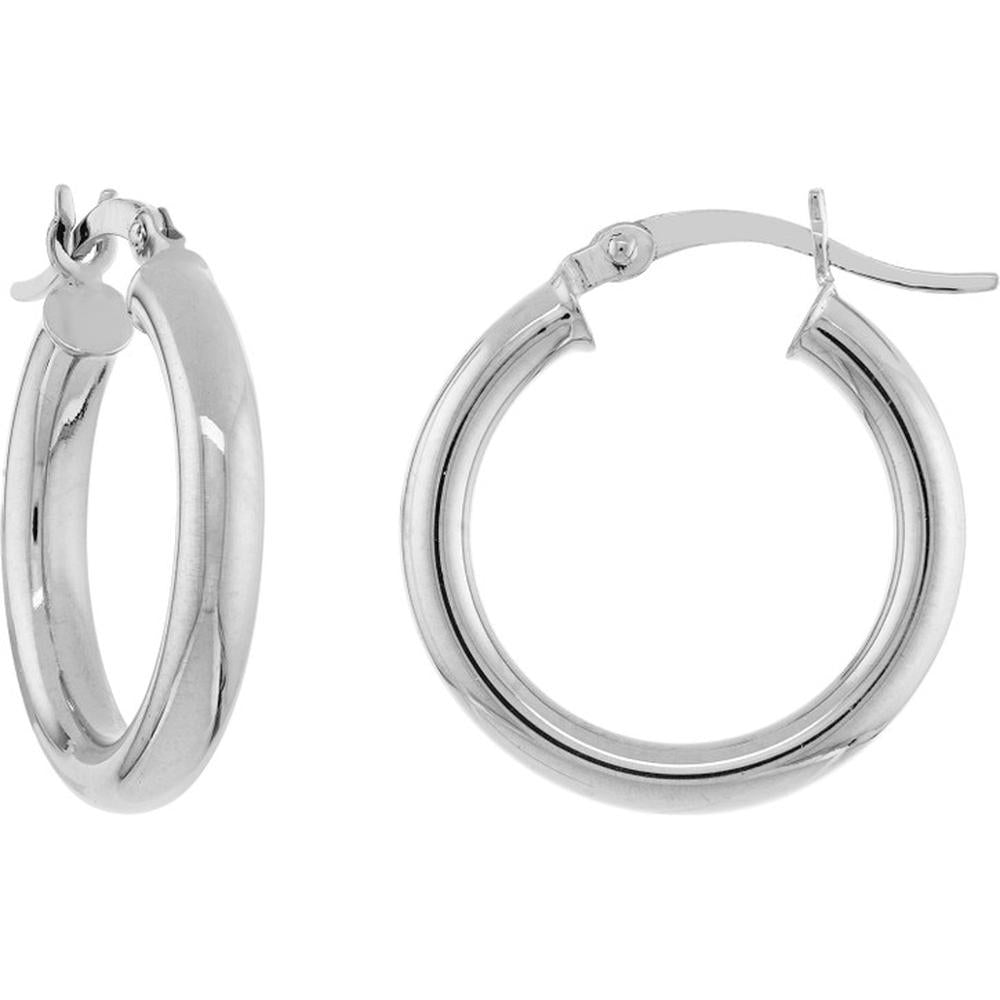 Olas d'Oro - 14K White Gold 20mm Polished Hoop Earrings - 1.30 Grams Average Weight