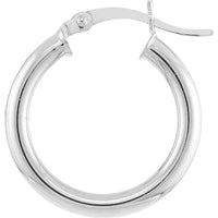 Olas d'Oro - 14K White Gold 20mm Polished Hoop Earrings - 1.30 Grams Average Weight