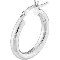 Olas d'Oro - 14K White Gold 20mm Polished Hoop Earrings - 1.30 Grams Average Weight