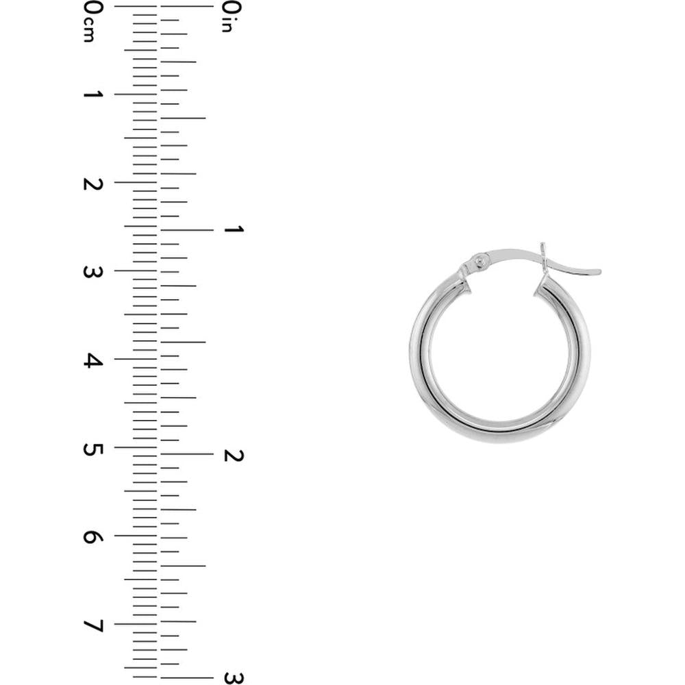 Olas d'Oro - 14K White Gold 20mm Polished Hoop Earrings - 1.30 Grams Average Weight