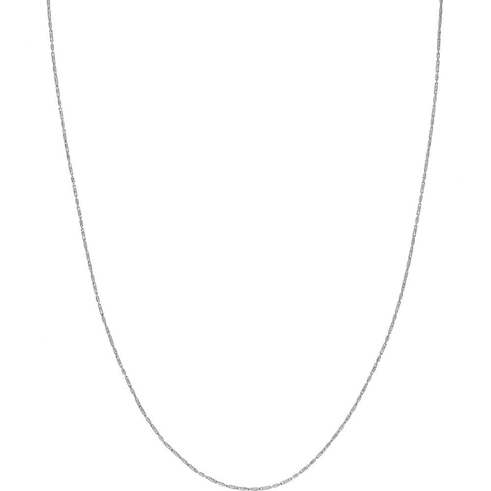 Olas d'Oro - 14K White Gold 22" Adjustable Lumacina Necklace with 0.95mm Diamond-Cut Finish and Silicone Slider Bead