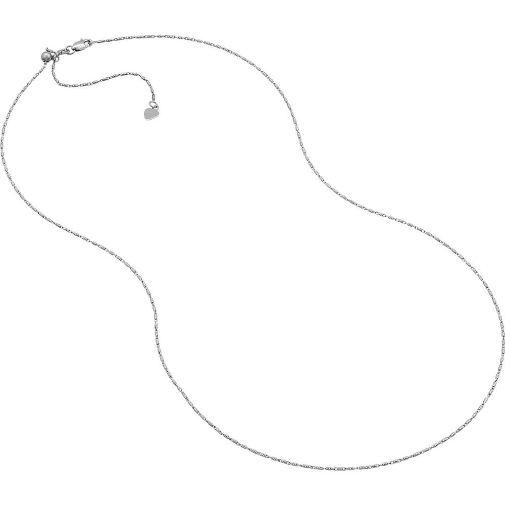 Olas d'Oro - 14K White Gold 22" Adjustable Lumacina Necklace with 0.95mm Diamond-Cut Finish and Silicone Slider Bead