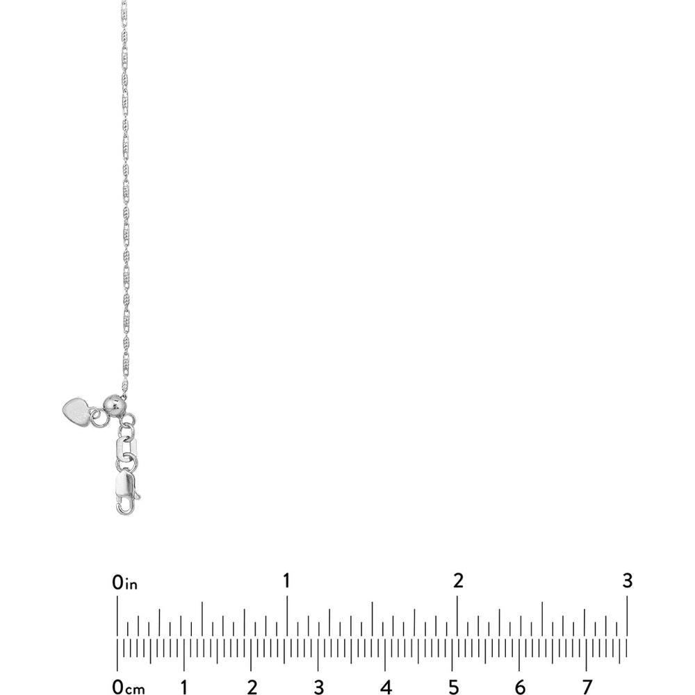 Olas d'Oro - 14K White Gold 22" Adjustable Lumacina Necklace with 0.95mm Diamond-Cut Finish and Silicone Slider Bead