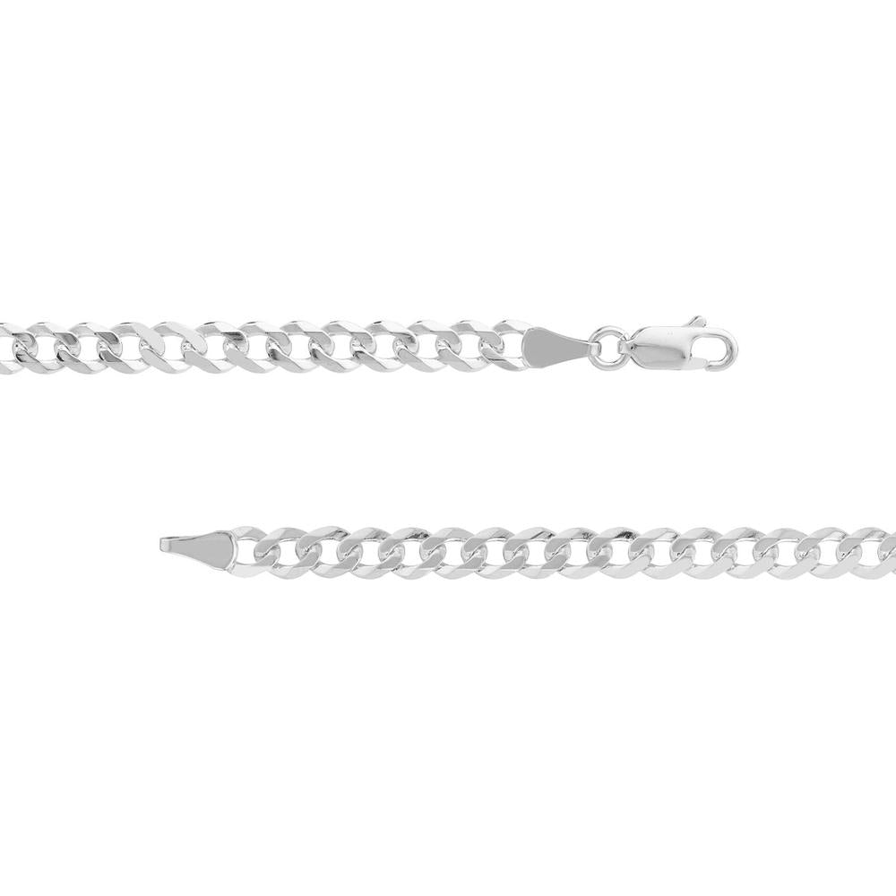 Olas d'Oro - 14K White Gold 22'' Curb Chain Necklace - 4.95mm with Lobster Clasp and 14.47g Weight