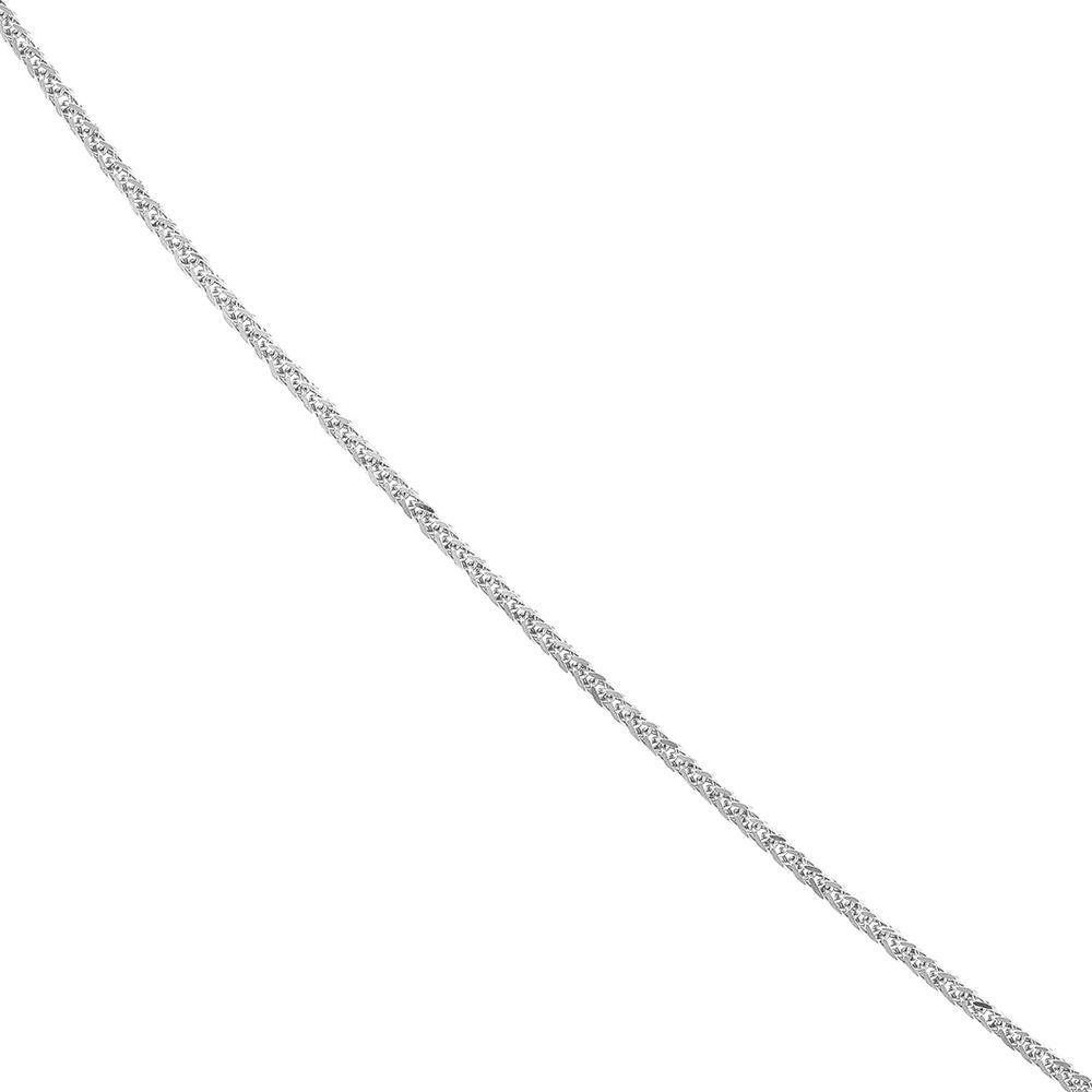 Olas d'Oro - 14K White Gold 22" Adjustable Square Wheat Chain Necklace with Slider Bead