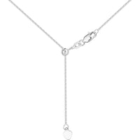 Olas d'Oro - 14K White Gold 22" Adjustable Square Wheat Chain Necklace with Slider Bead