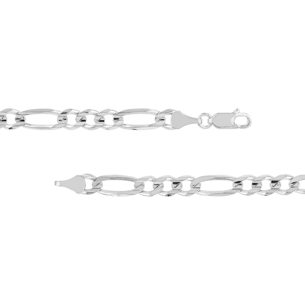 Olas d'Oro - 14K White Gold 22-inch Concave Figaro Necklace - 5.8mm Chain, 29.24g