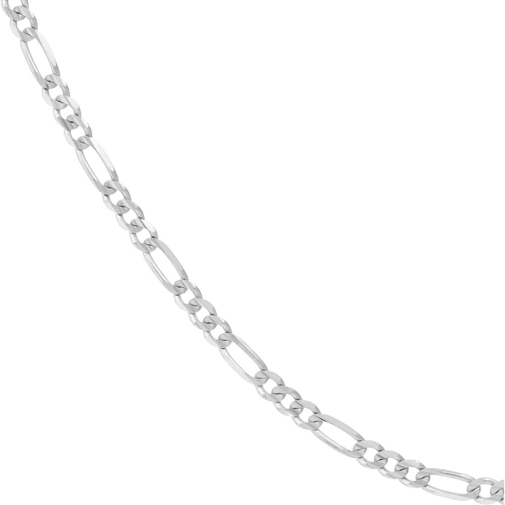 Olas d'Oro - 14K White Gold 22" Concave Figaro Necklace with Lobster Clasp - 8.31 Grams
