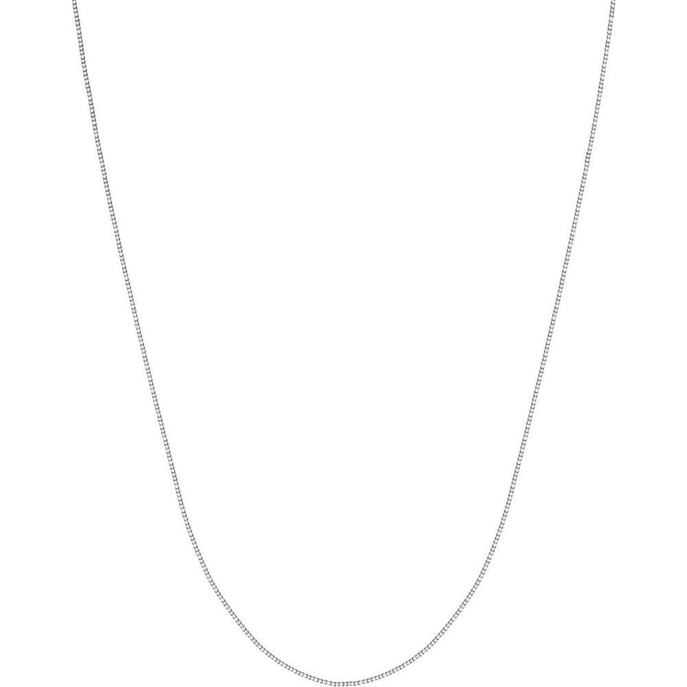 Olas d'Oro - 14K White Gold 24" Box Chain Necklace with Lobster Lock 0.55mm Width