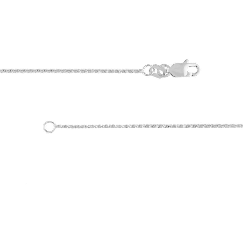 Olas d'Oro - 14K White Gold 24" Diamond-Cut Wheat Chain with Lobster Lock 0.85mm, 2.52 Grams