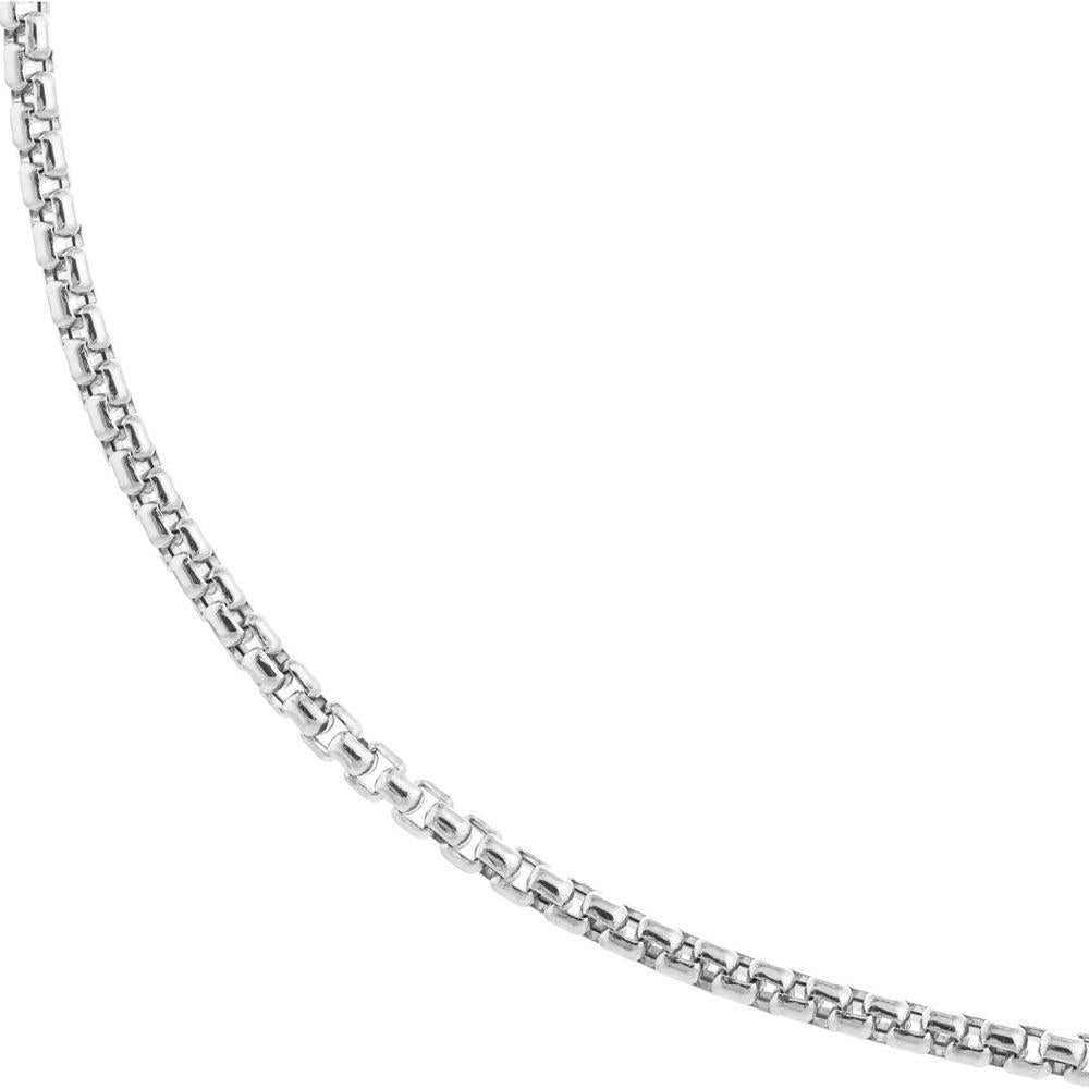 Olas d'Oro - 14K White Gold 24" Hollow Round Box Chain Necklace with Lobster Lock - 9.24 Grams