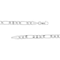 Olas d'Oro - 14K White Gold 24-Inch 4.75mm Concave Figaro Chain Necklace with Lobster Lock  18.85g