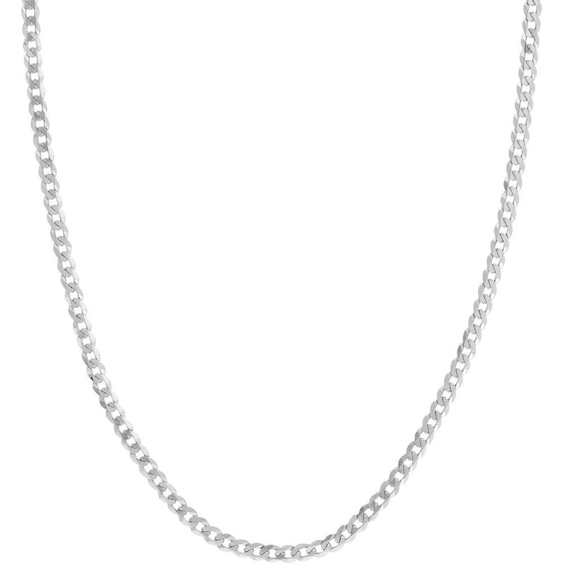 Olas d'Oro - 14K White Gold 24-Inch Curb Chain Necklace - 4.5mm with Lobster Lock Closure