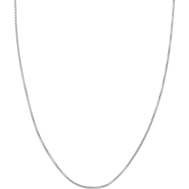 Olas d'Oro - 14K White Gold 24" Hollow Round Box Chain with Lobster Lock - 3.95 Grams Weight