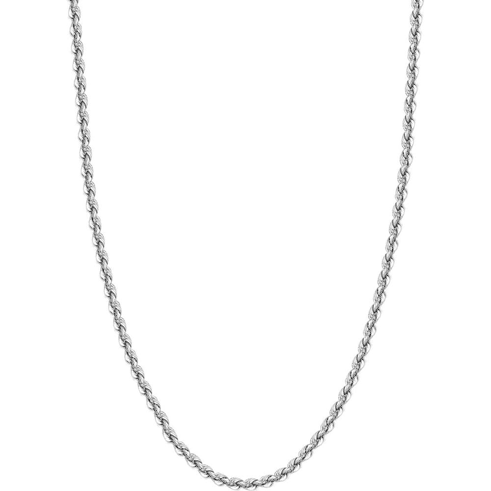 Olas d'Oro - 14K White Gold 24-Inch Light Rope Chain Necklace with Lobster Lock - 5.10mm