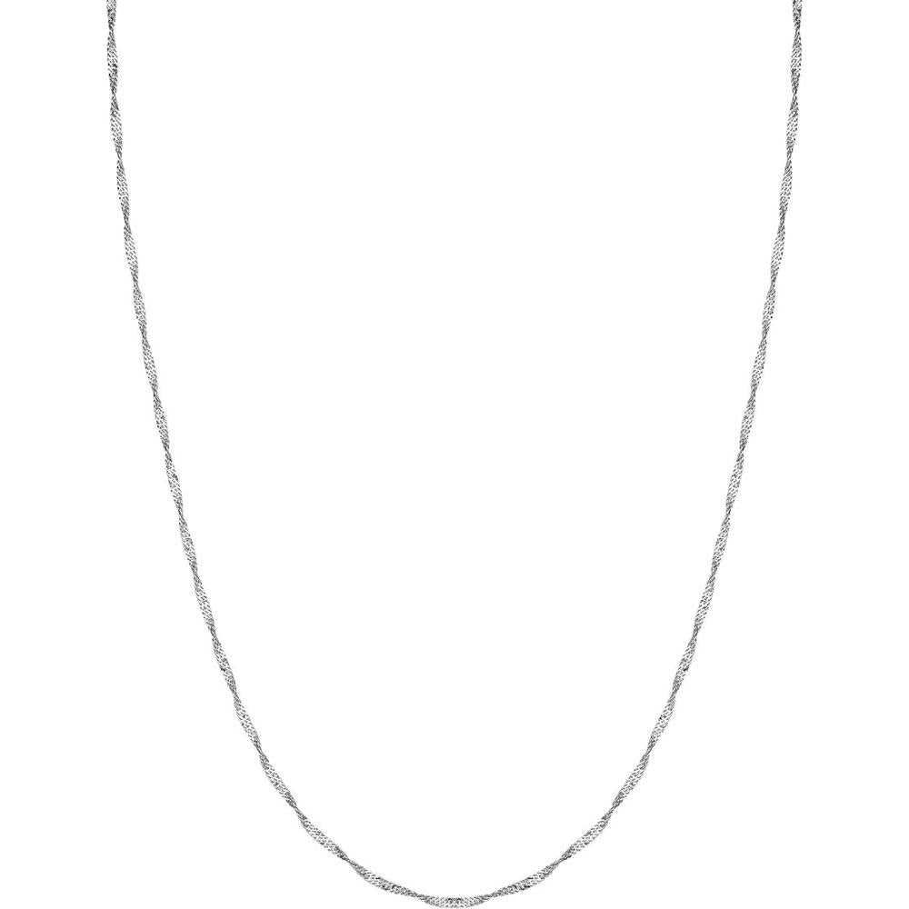 Olas d'Oro - 14K White Gold 24" Singapore Chain with Twist Design and Lobster Lock