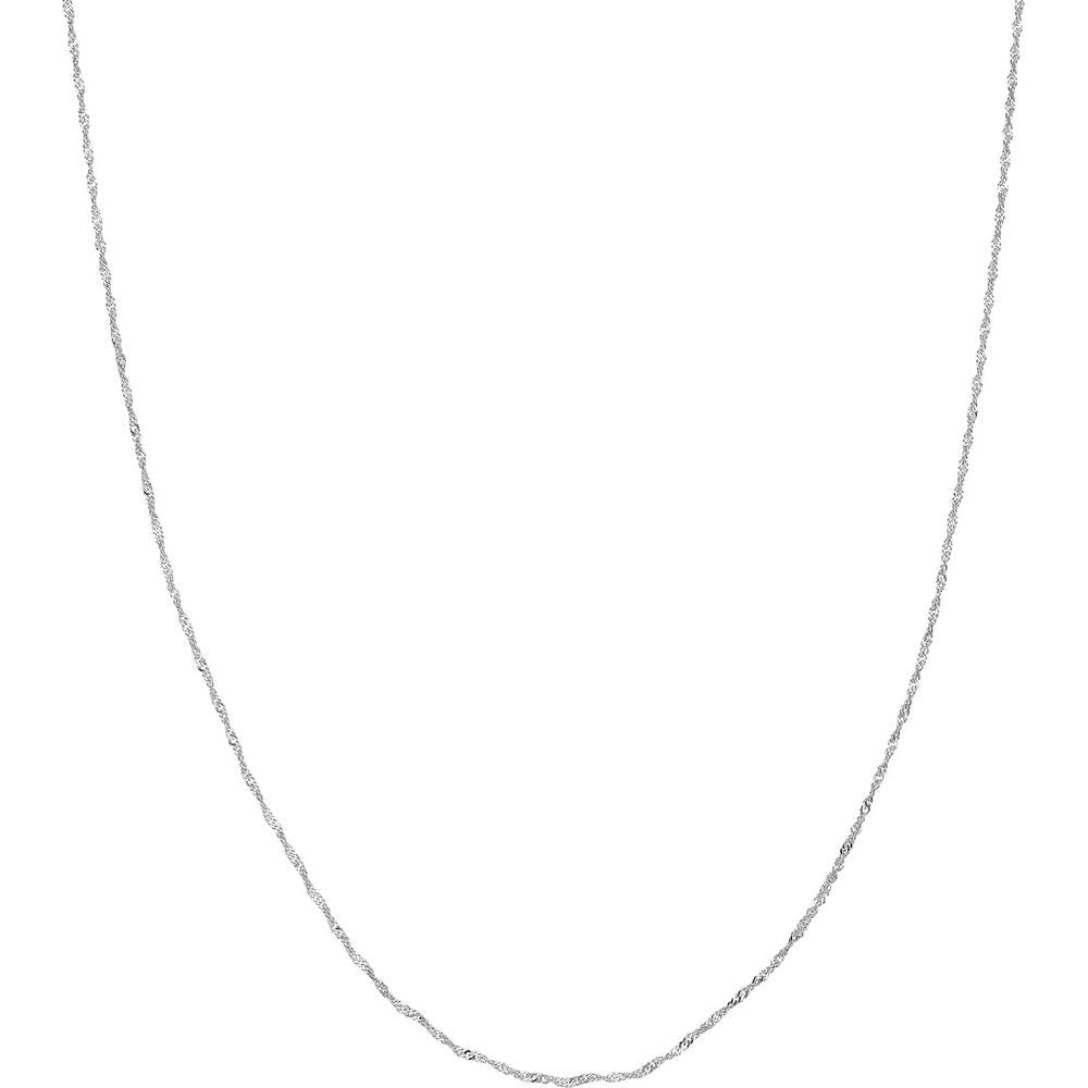 Olas d'Oro - 14K White Gold 24" Singapore Chain with Twist Design and Spring Ring Clasp