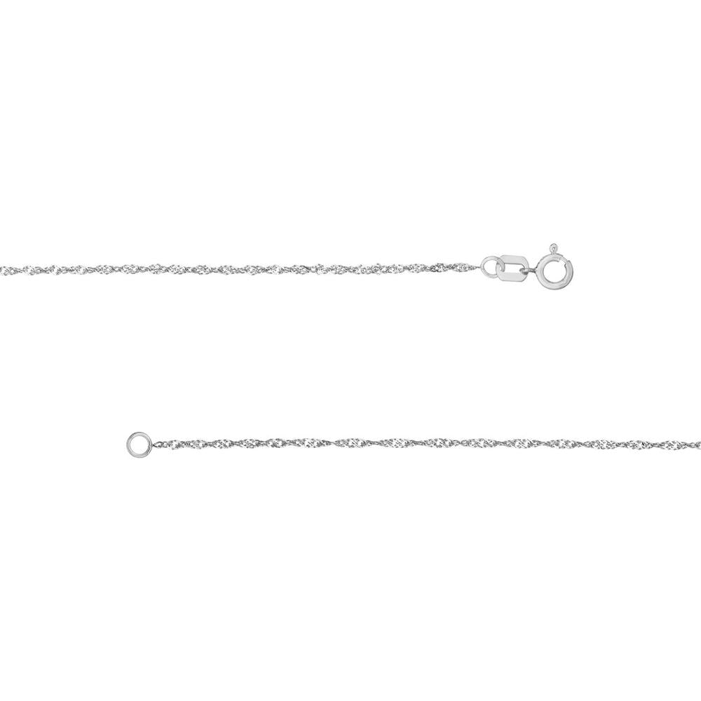 Olas d'Oro - 14K White Gold 24" Singapore Chain with Twist Design and Spring Ring Clasp