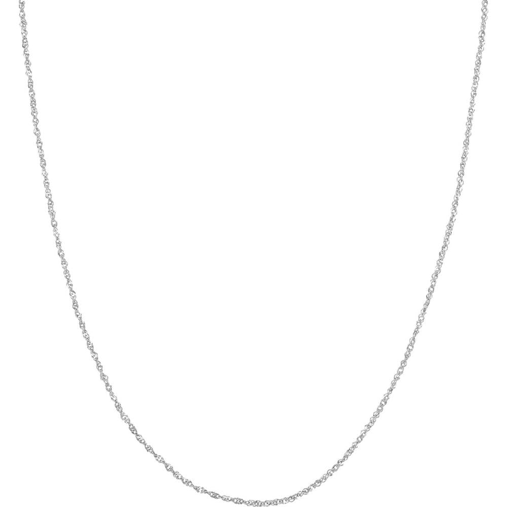 Olas d'Oro - 14K White Gold 24" Sparkle Singapore Chain with Lobster Clasp 2.39 grams
