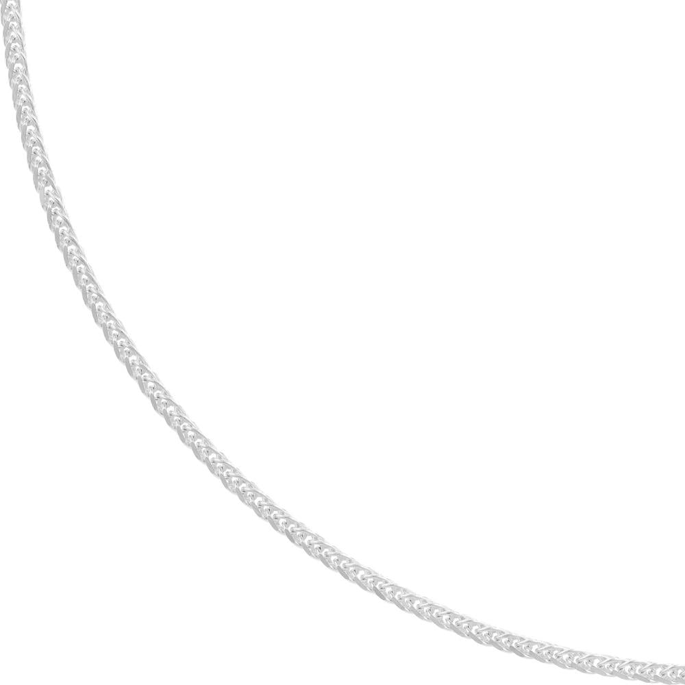 Olas d'Oro - 14K White Gold 24" Square Wheat Chain Necklace with Lobster Lock - 4.57 Grams