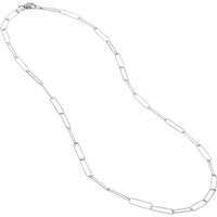 Olas d'Oro - 14K White Gold 24" Paper Clip Chain Necklace with Pear Lobster Clasp - 4.64 Grams Total Weight