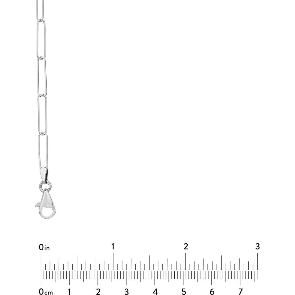Olas d'Oro - 14K White Gold 24" Paper Clip Chain Necklace with Pear Lobster Clasp - 4.64 Grams Total Weight