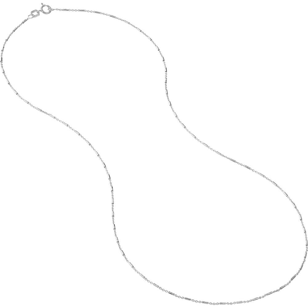 Olas d'Oro - 14K White Gold 24" Saturn Cable Chain with Barrel Links - 2.55 Grams Weight