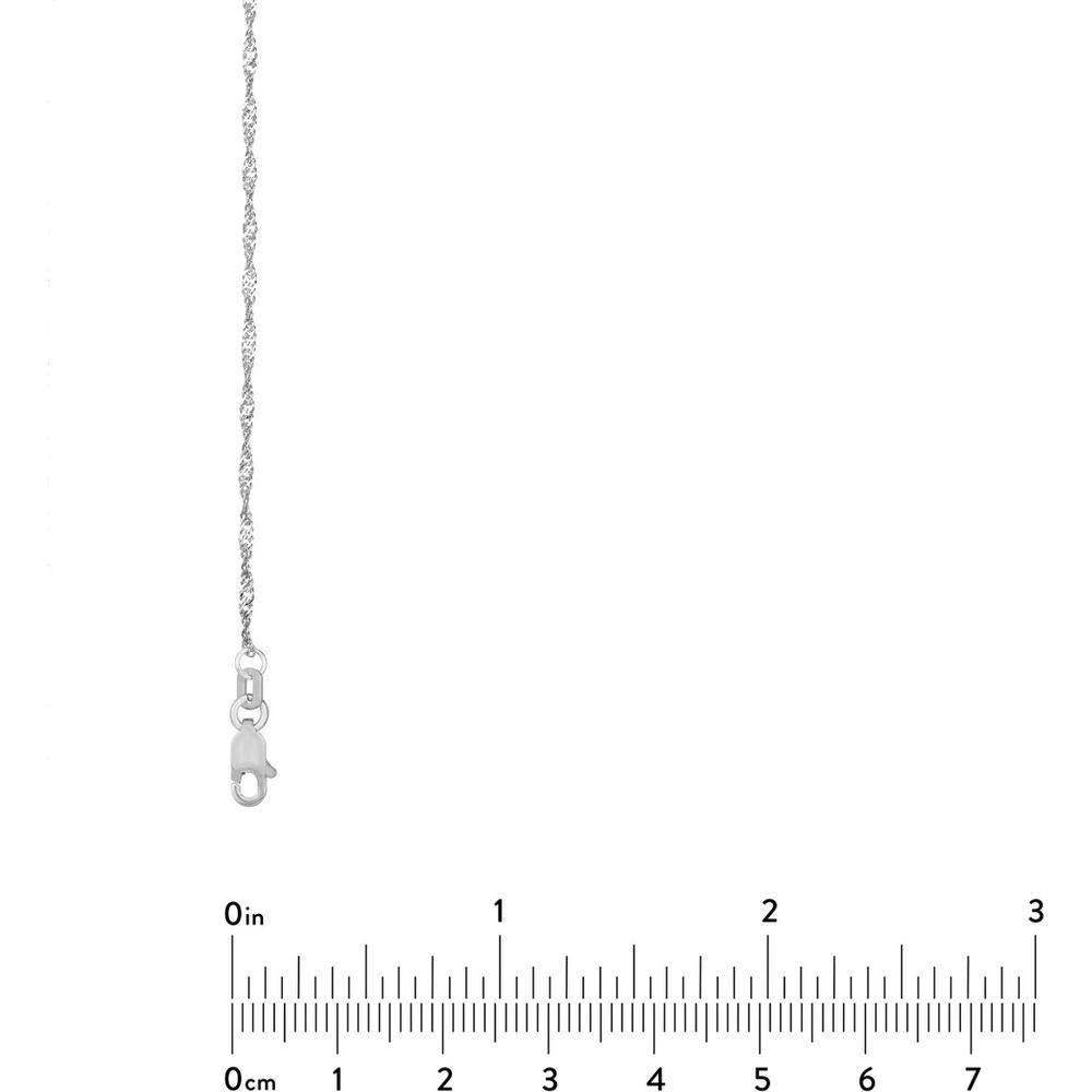 Olas d'Oro - 14K White Gold 24" Singapore Chain Necklace - 1.4mm Twist Design with Lobster Clasp