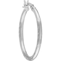 Olas d'Oro - 14K White Gold 25mm Diamond Cut Florentine Hoop Earrings