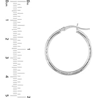 Olas d'Oro - 14K White Gold 25mm Diamond Cut Florentine Hoop Earrings